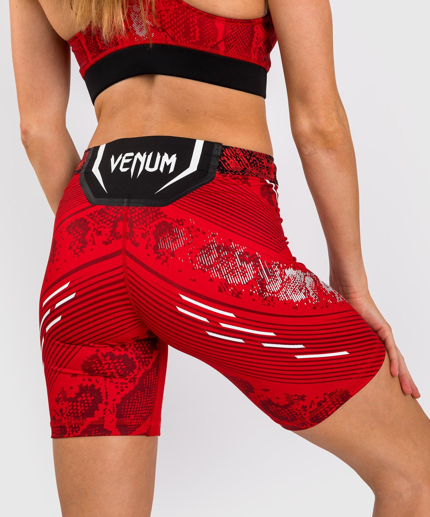 UFC Women's Long Fit Compression Short Adrenaline by Venum Authentic Fight Night - Red