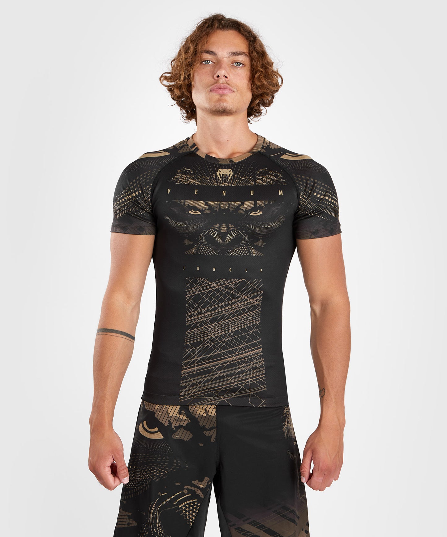 Venum Gorilla Jungle Rashguard Kurzarm - Schwarz/Sand