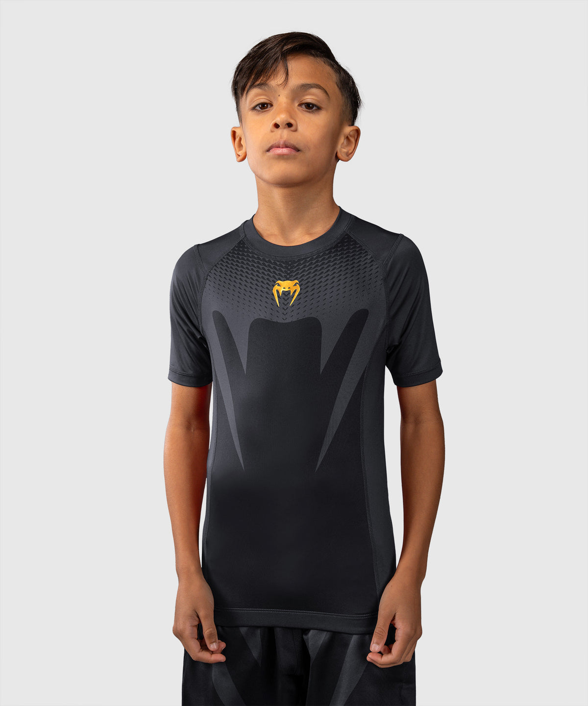 Venum Attack Kurzarm-Rashguard für Kinder - Schwarz/Gold