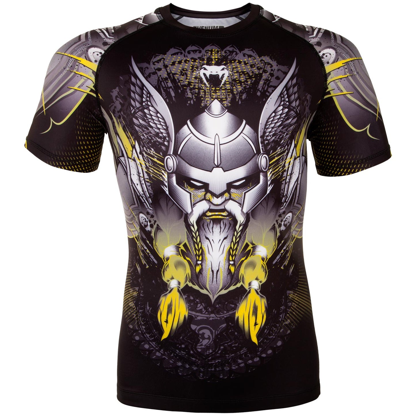 Rashguard Venum Viking 2.0 - Mangas Cortas - Negro/Amarillo