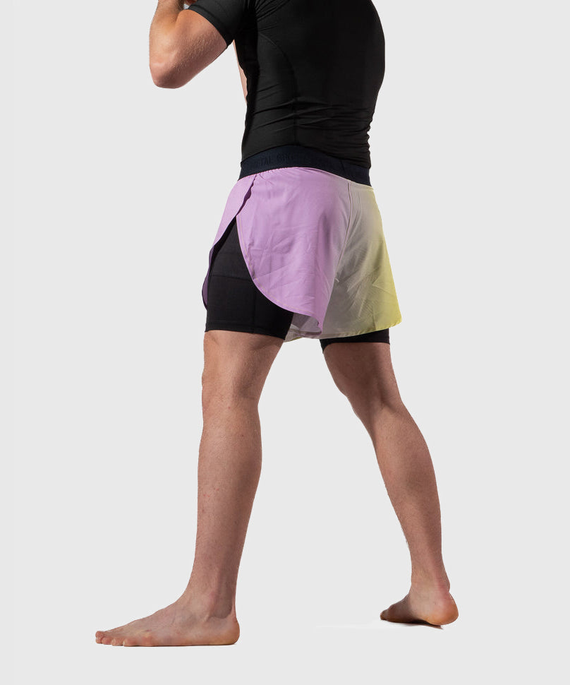 Metal Boxe Post Cutting Treats Pantaloncini da Combattimento 2 in 1 - Viola
