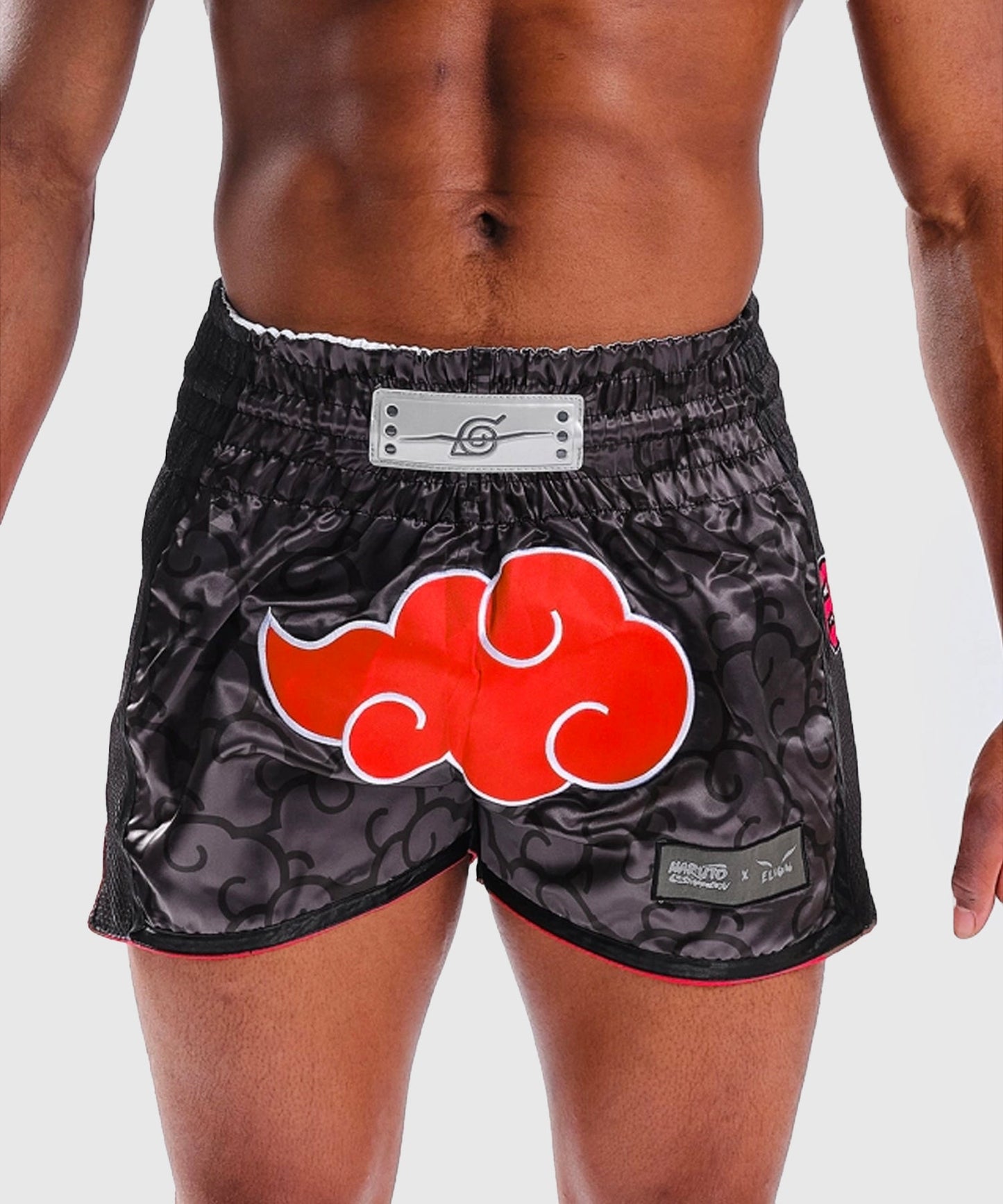 Elion X Naruto Akatsuki Pantaloncini da Muay Thai - Nero/Rosso