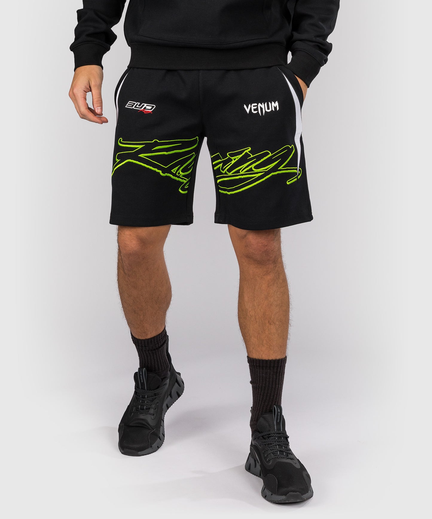 Short en coton pour Hommes Venum x Bud Racing - Noir/Blanc/Citron Vert