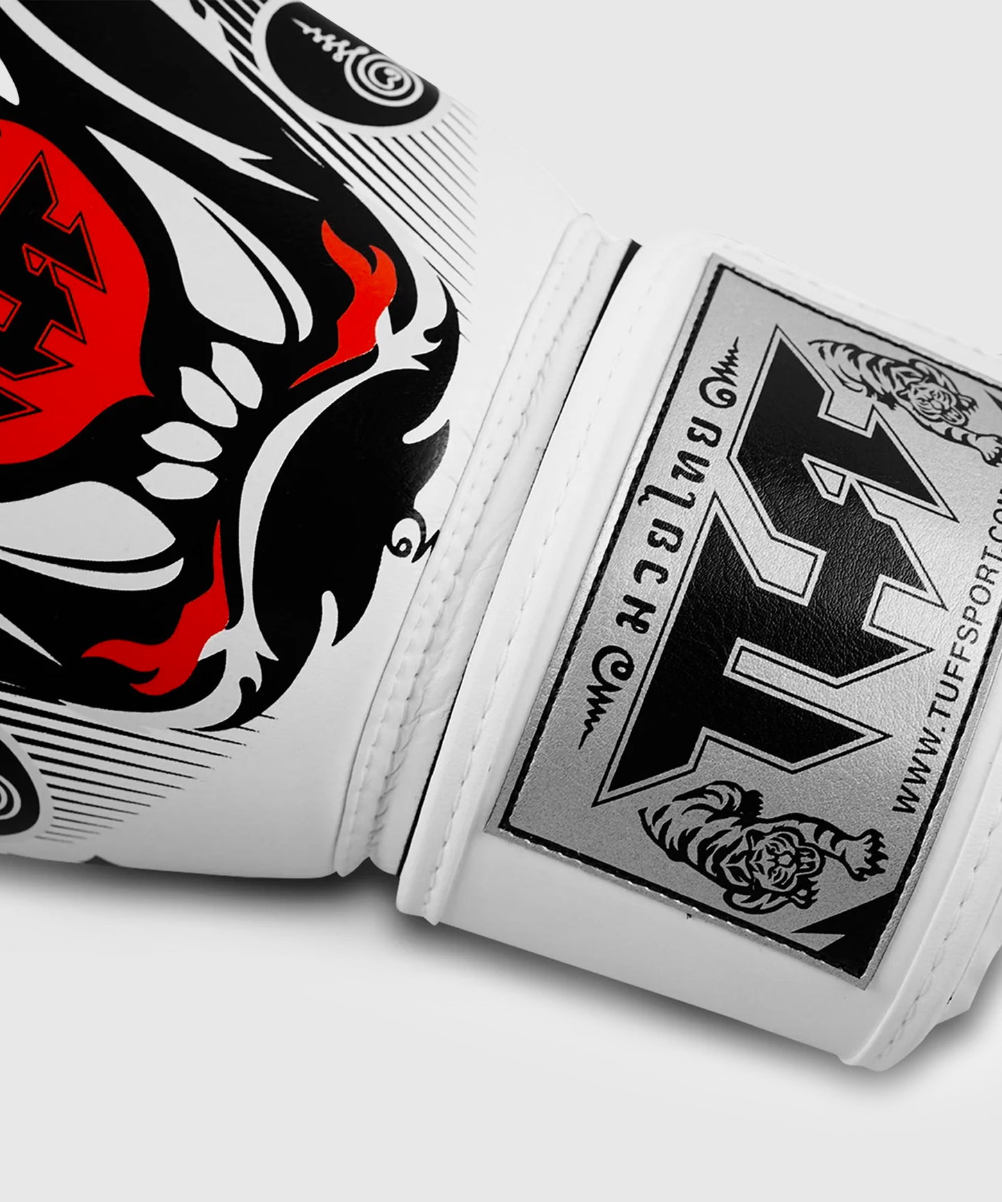 Gants de Boxe Short de Muay Thai Tuff En Cuir Tiger - Blanc