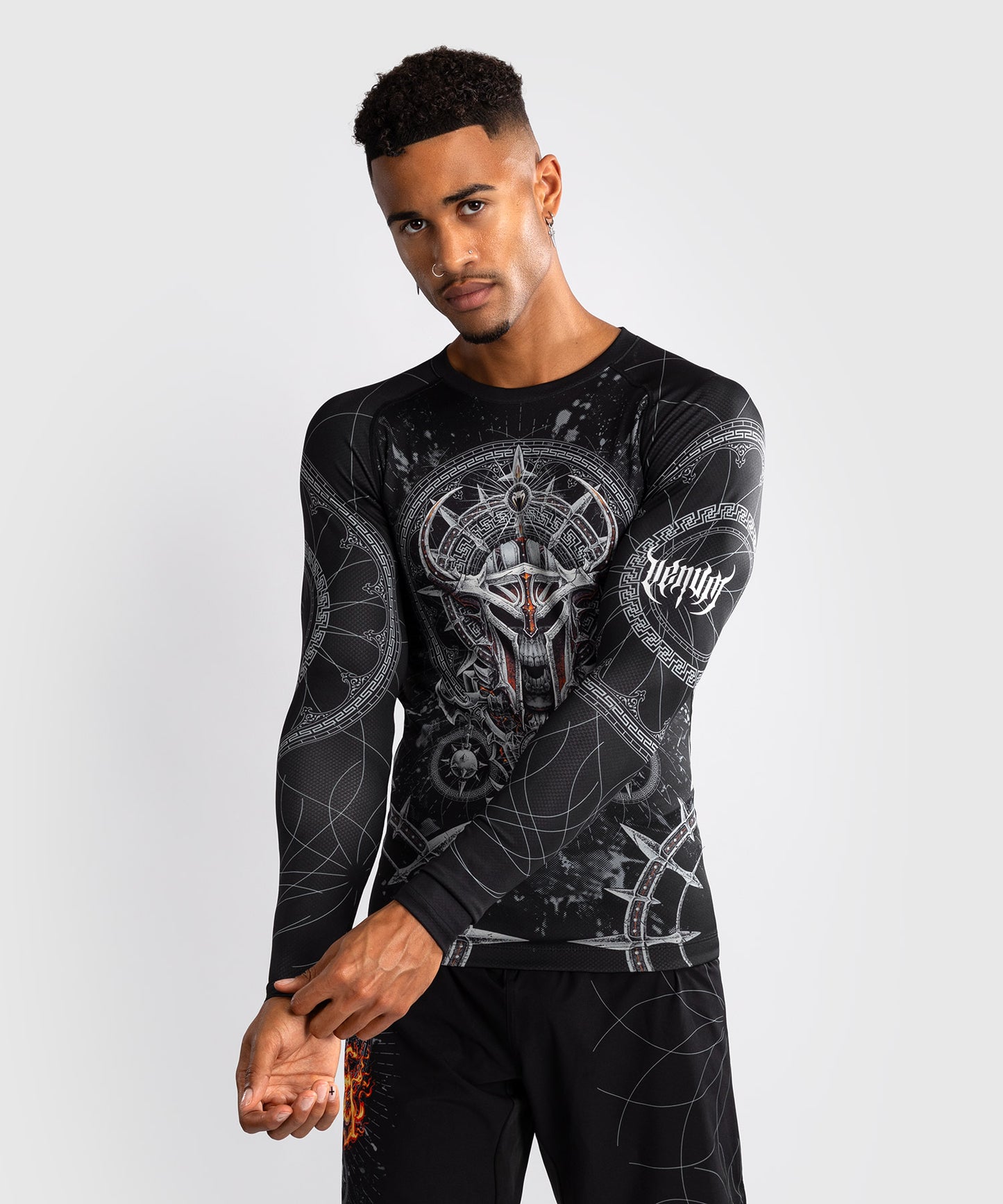 Rashguard à Manches Longues pour Hommes Venum Gladiator 5.0 - Noir/Argent