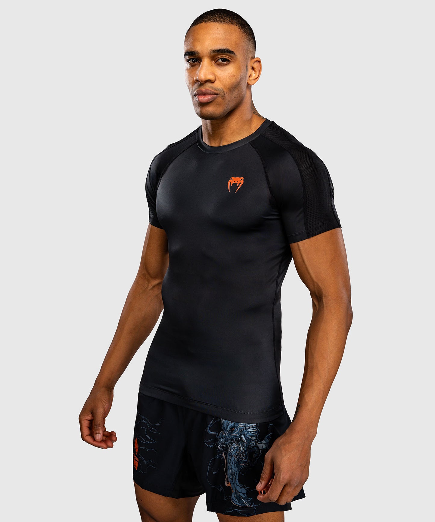 Rashguard à Manches Courtes Venum Thunder Dragon – Noir/Gris/Cuivre