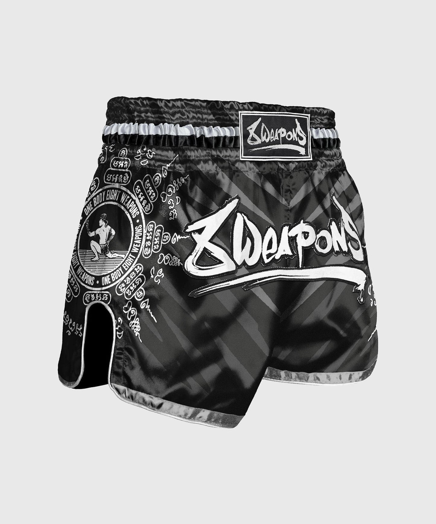 Short de Muay Thai 8 Weapons 8 Ways Yant - Noir/Argent