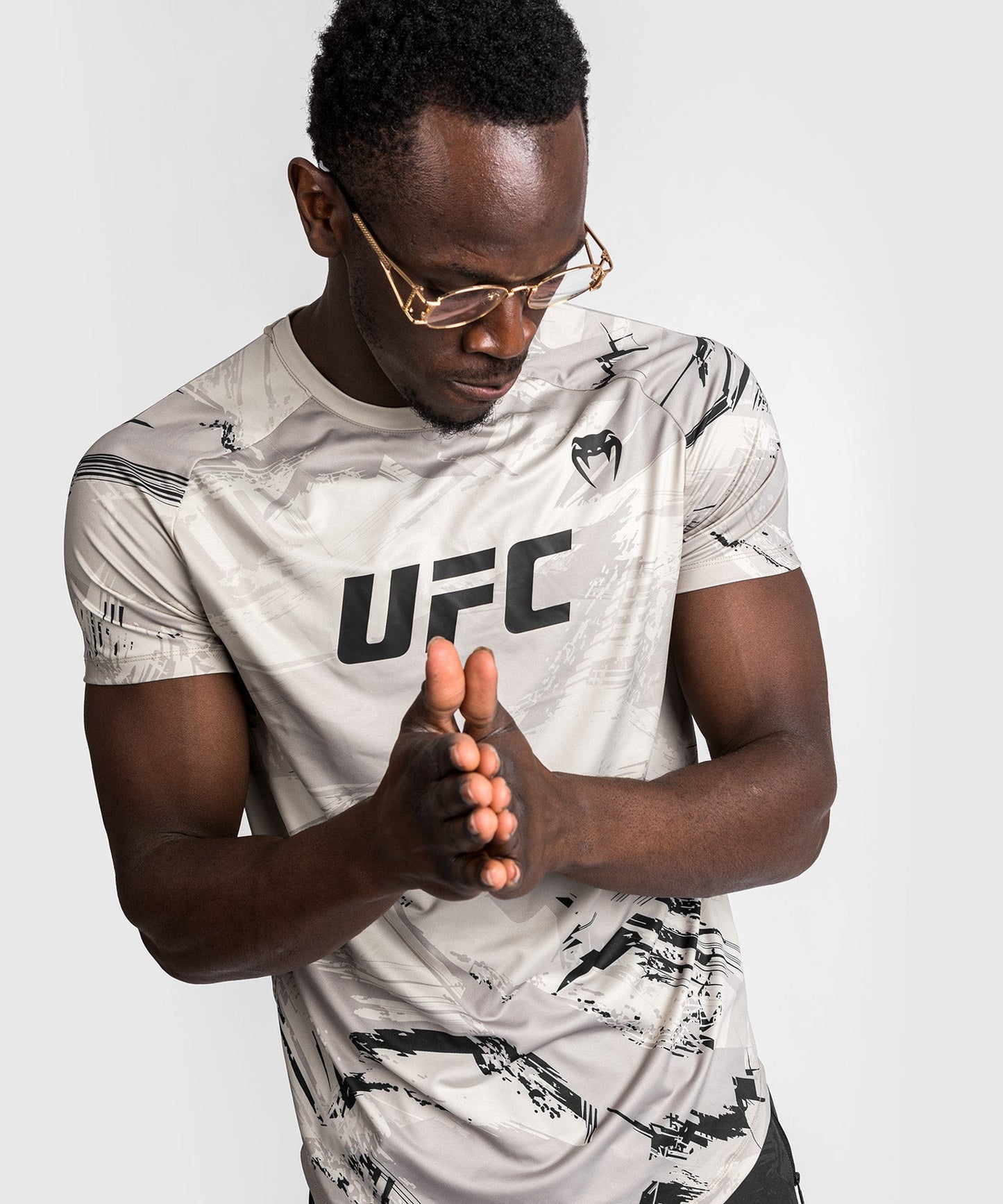 Dry Tech- Kurzarm T-Shirt Mann UFC Venum Authentic Fight Week 2.0 - Sand