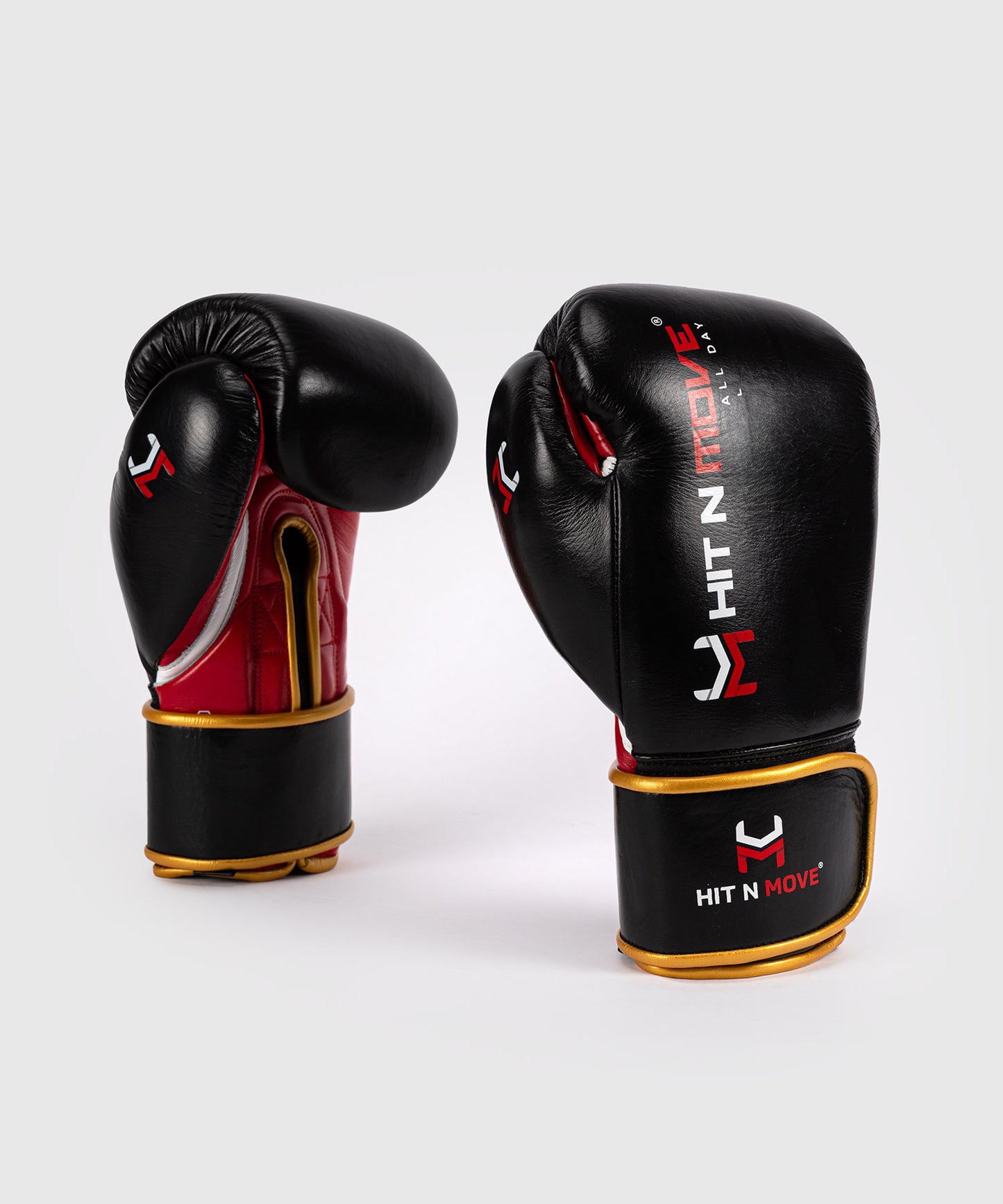 Hit N Move All Day® Pro Agility Guantoni da Boxe - Nero/Rosso/Oro