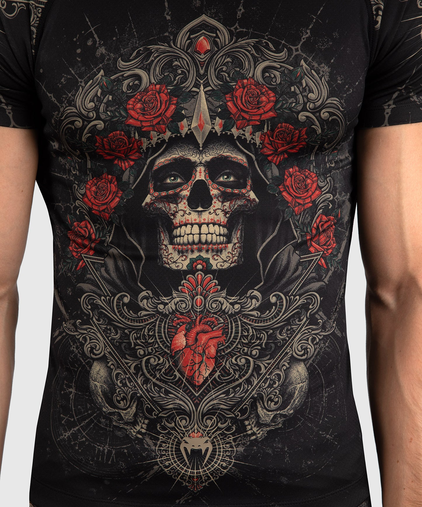Venum Santa Muerte 5.0 Rashguard a maniche Corte - Nero Profondo/Oro