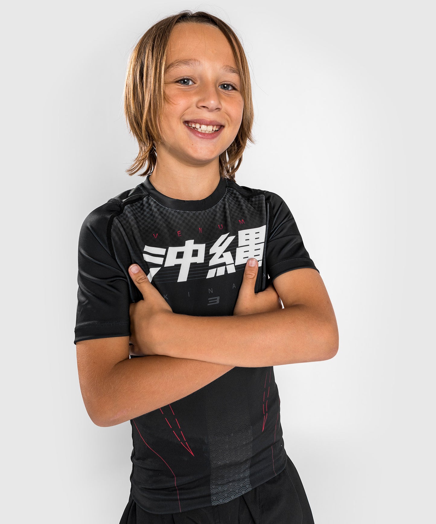 Venum Okinawa 3.0 Rashguard - Kurzarm - Für Kinder - Schwarz/Rot