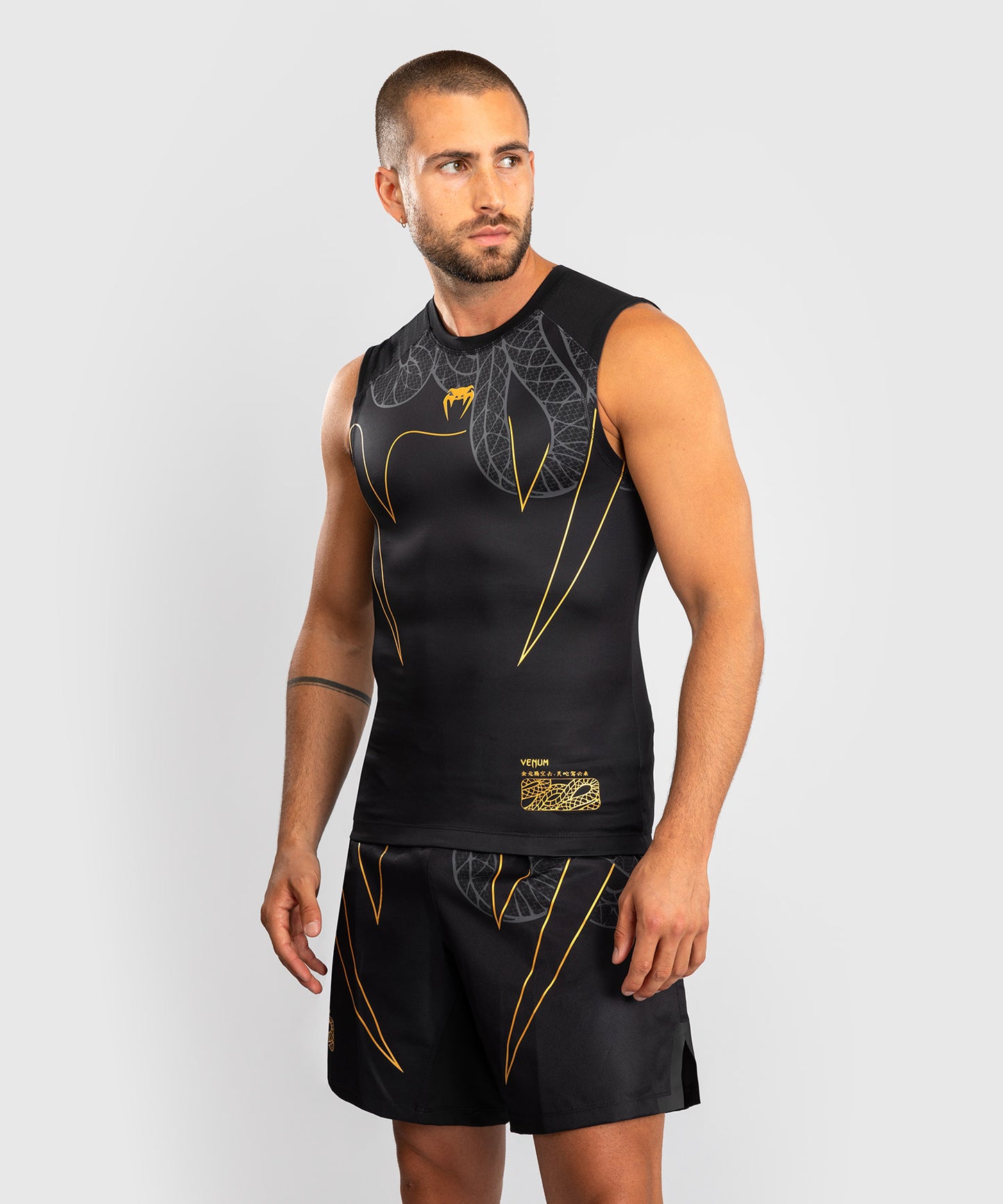 Rashguard Sans Manches Venum Serpenti – Noir/Argent/Or