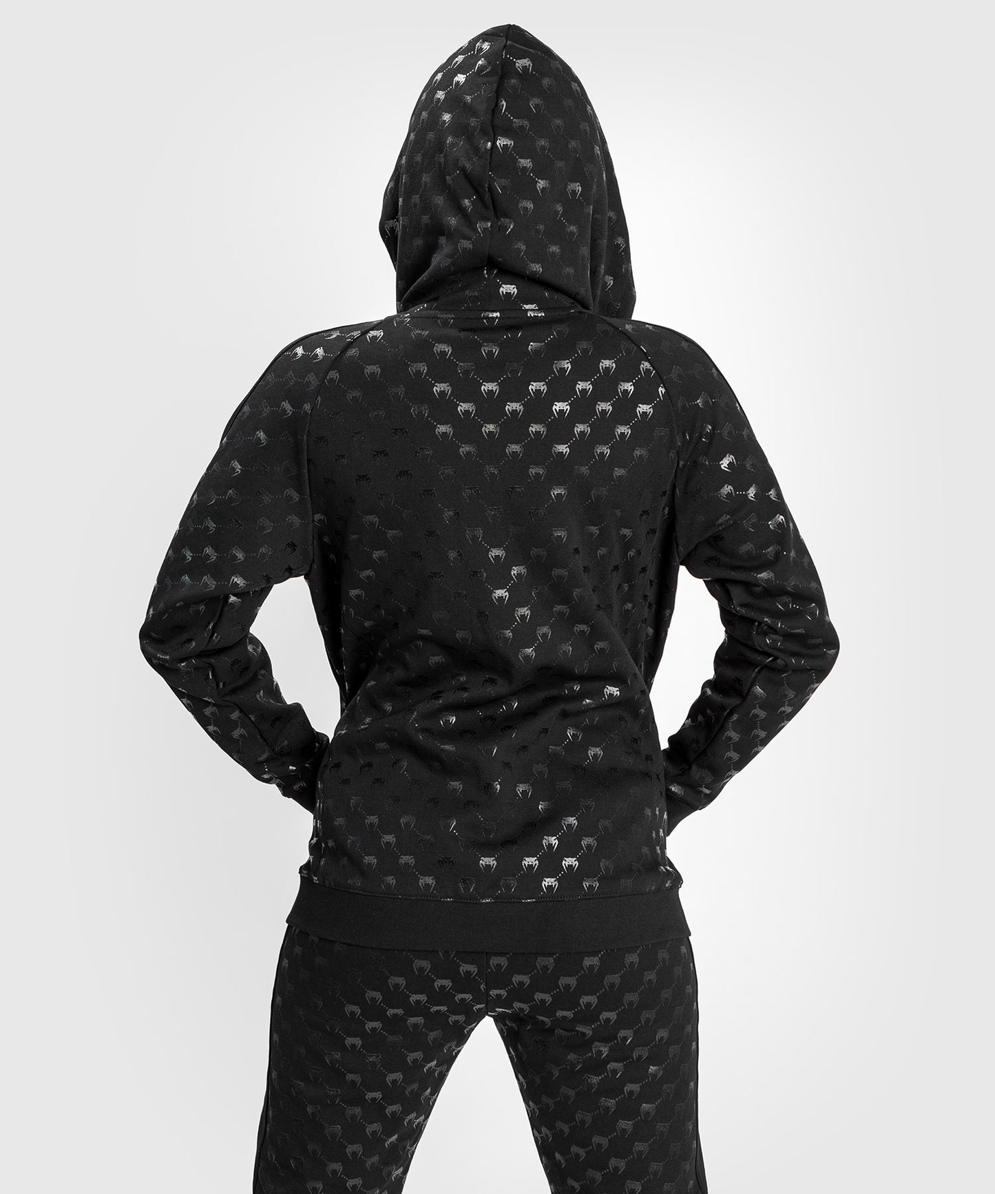 Sudadera con Capucha y Cremallera Monogram Venum para Mujer – Negro/Oro Rosa