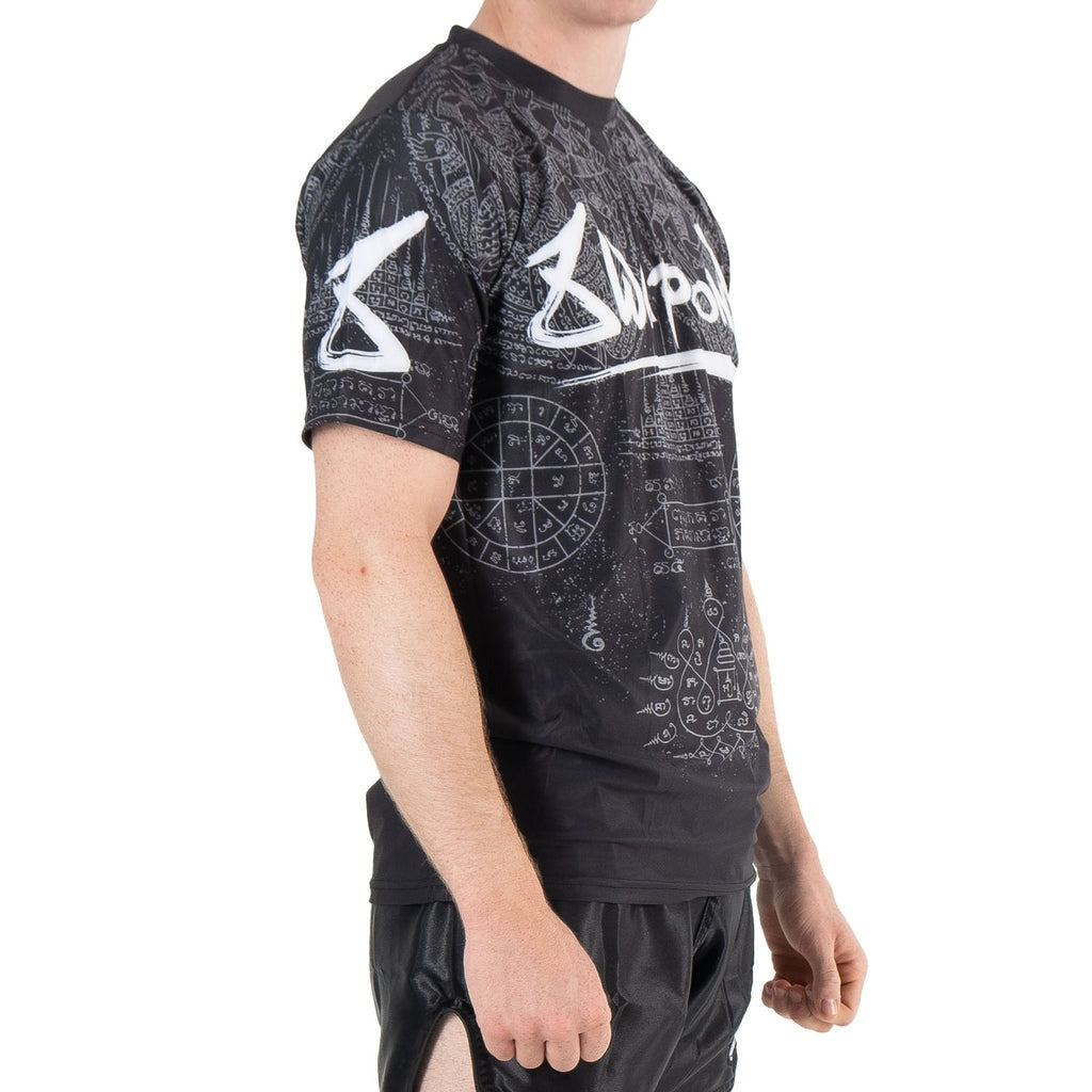 8 Weapons Functional Hanuman Yant T-Shirt - Schwarz/Grau