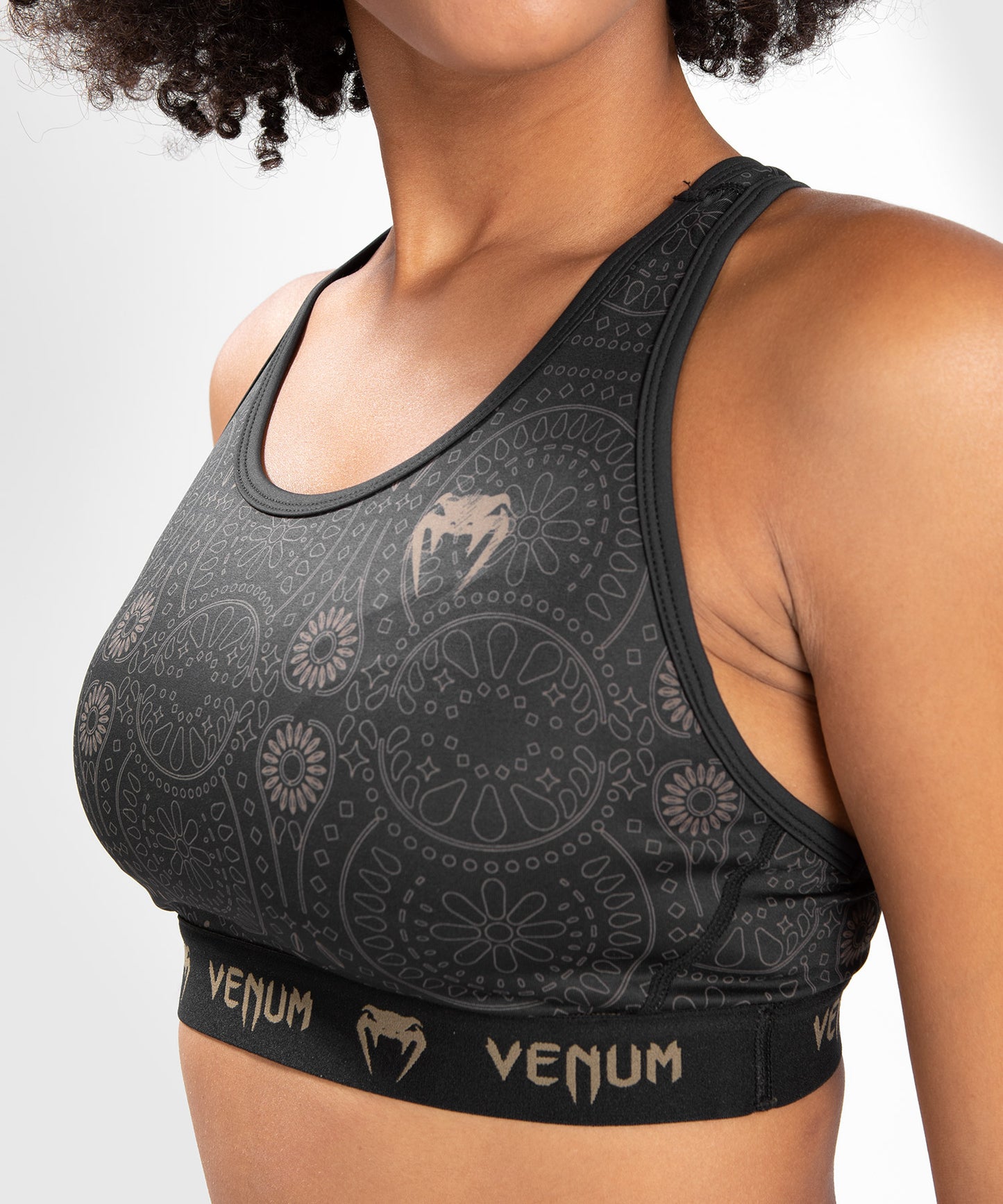 Sujetador deportivo Venum Santa Muerte Dark Side para mujer - Negro/Marrón