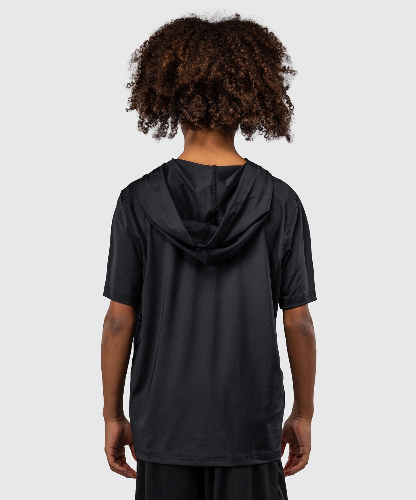 Venum Elite Kurzarm Dry-Tech Kapuzenpullover für Kinder - Schwarz