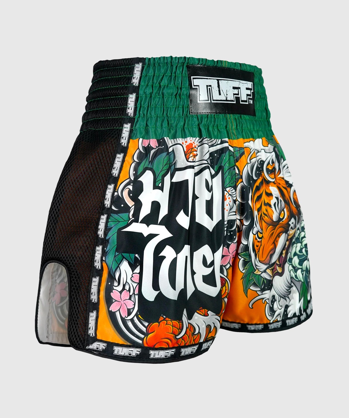 Short de Muay Thai Tuff New Retro Tora Mori To Kingyo - Orange/Vert