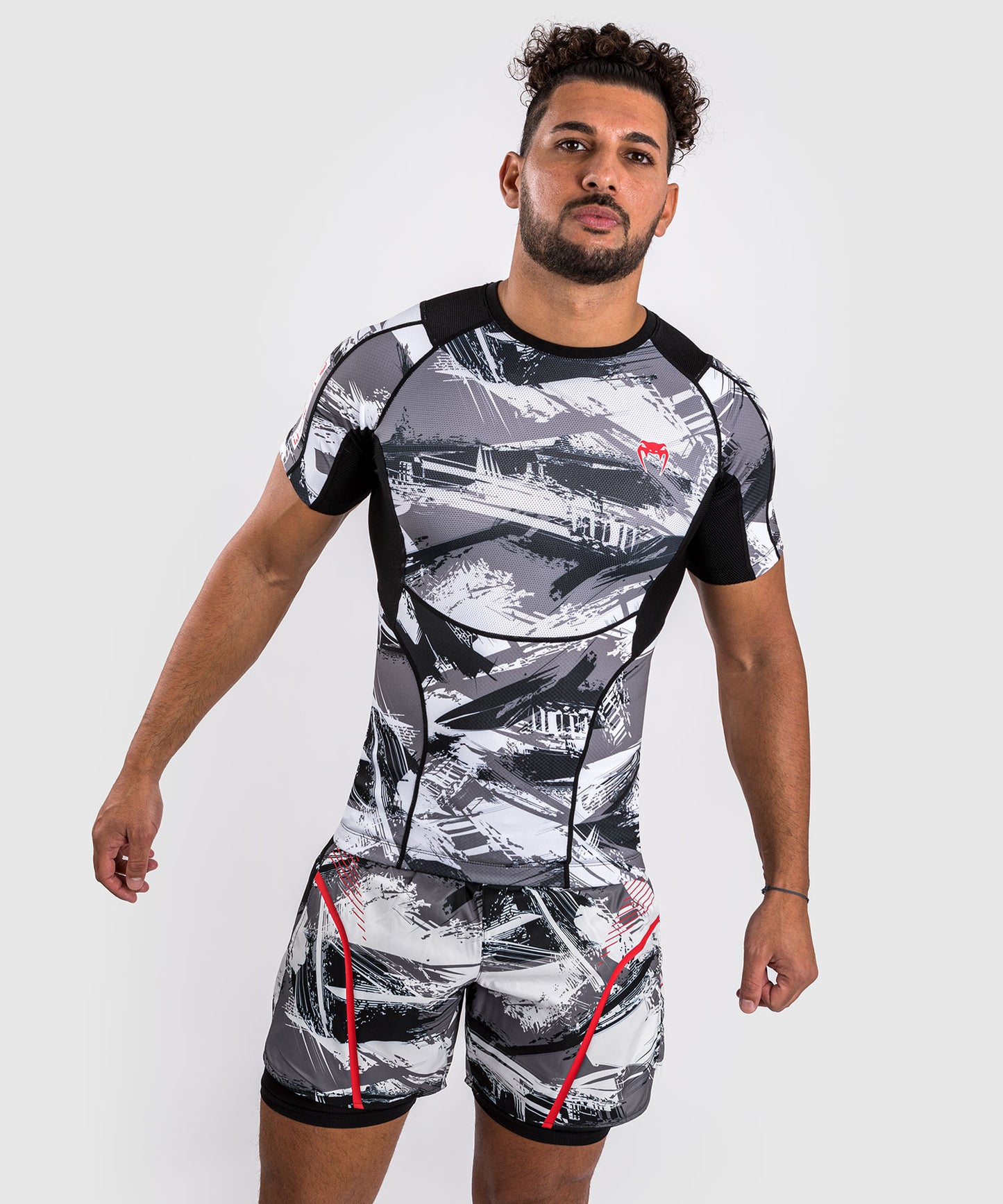 Venum Electron 3.0 Kurzärmeliger Rashguard - Grau/Rot