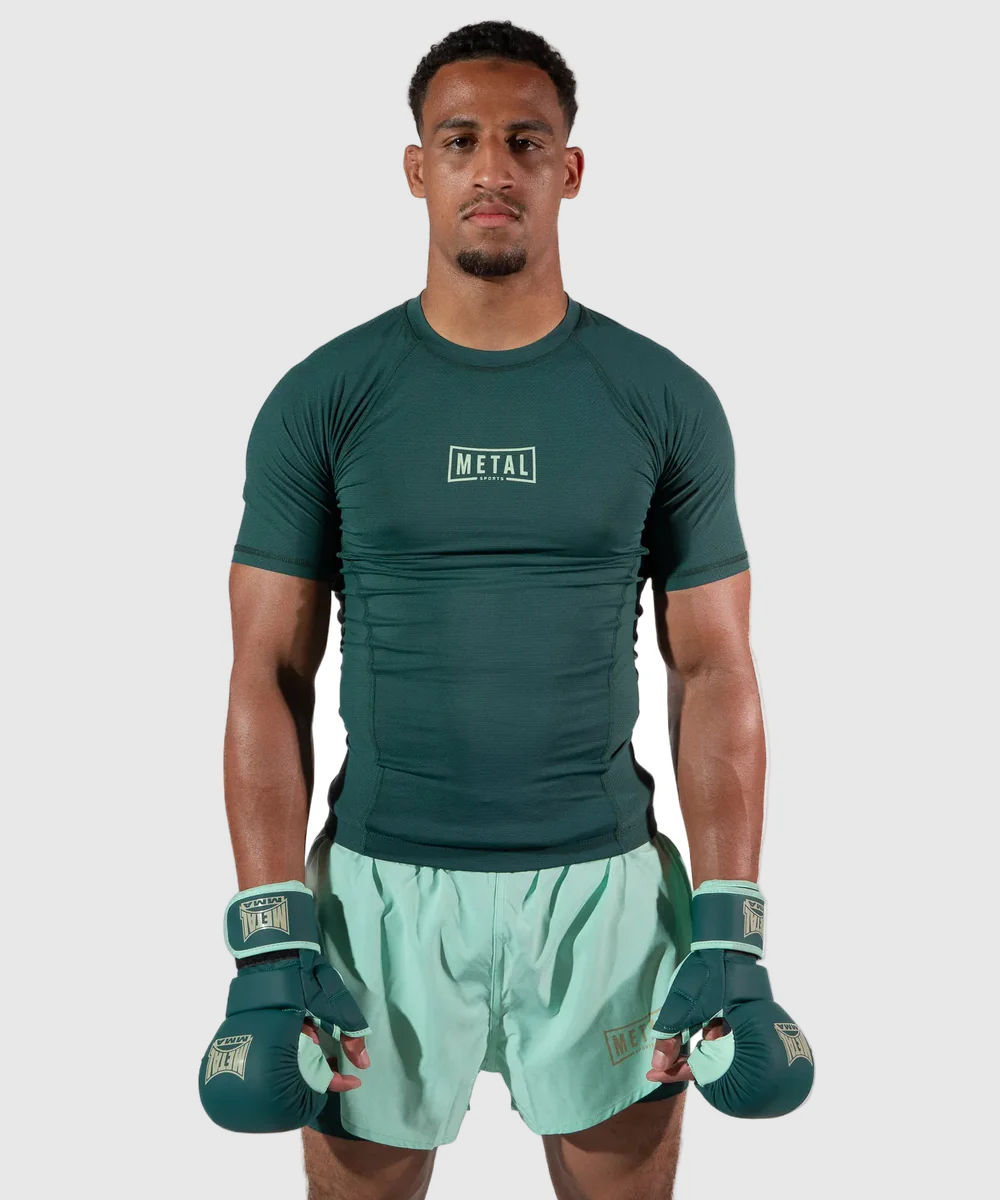 Metal Boxe Performance Deep Waters Kurzarm-Rashguard - Grün
