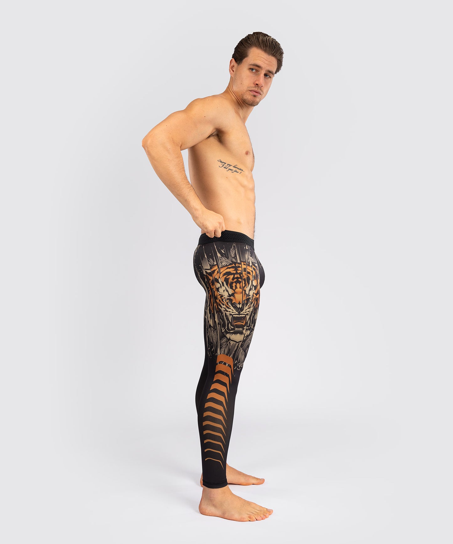 Pantalon de Compression Venum Tiger pour Hommes - Noir/Orange Néon