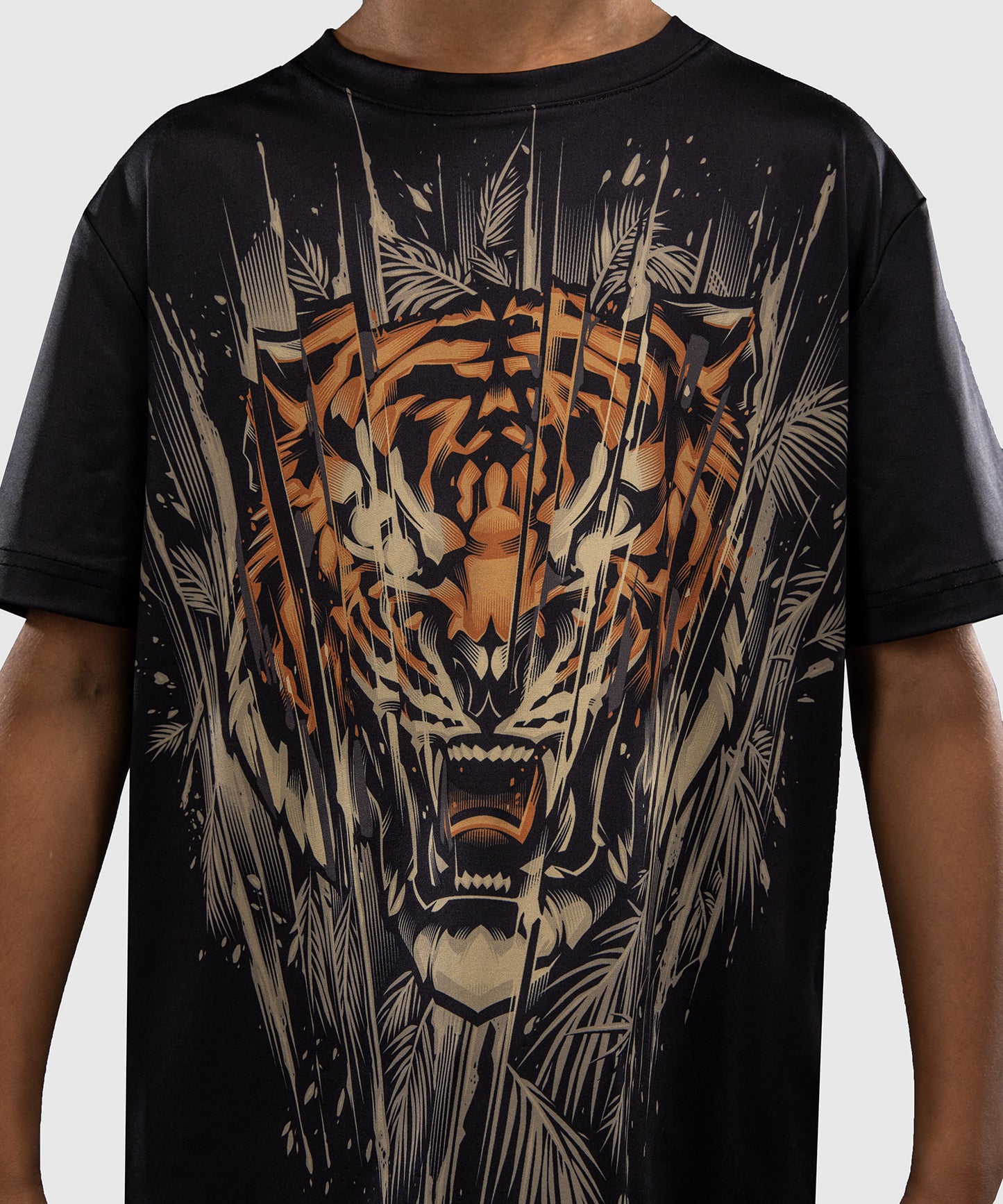 Venum Tiger Kinder Dry Tech T-Shirt - Schwarz/Neon Orange
