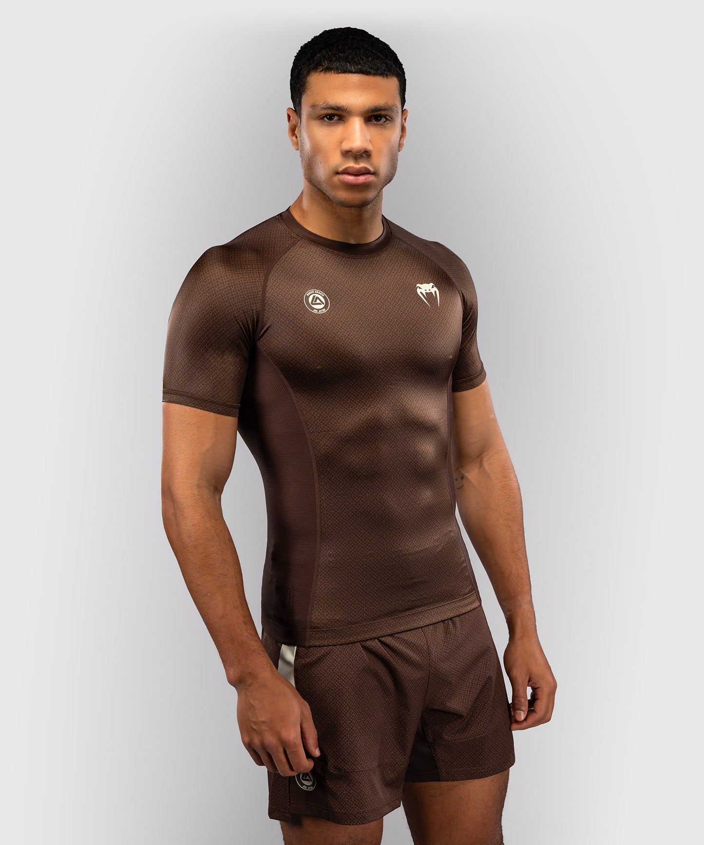 Venum x Roger Gracie Academy Rashguard a Maniche Corte - Marrone Scuro