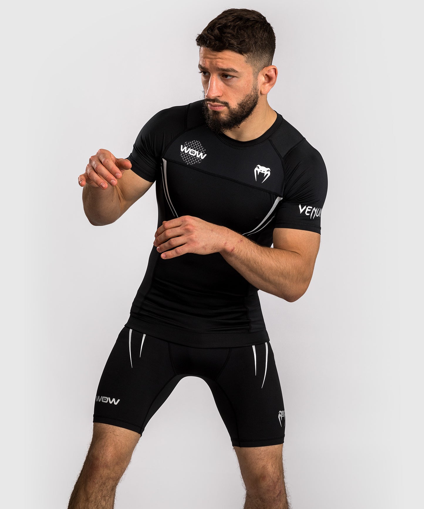 Venum x WOW FC Kurzarm Rashguard - Schwarz/ Grau