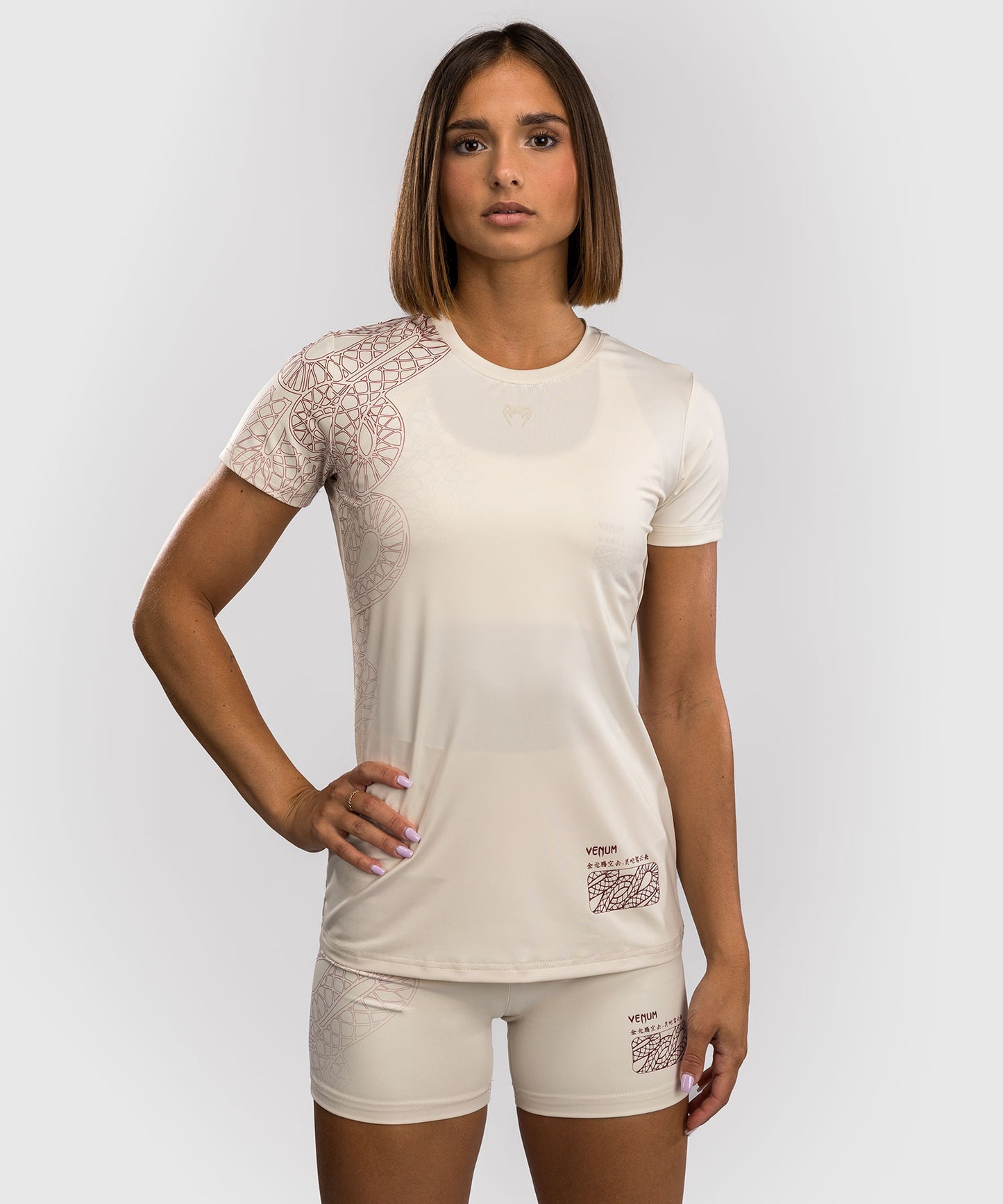 T-shirt Dry-Tech pour Femmes Venum Serpenti – Ivoire/Bordeaux