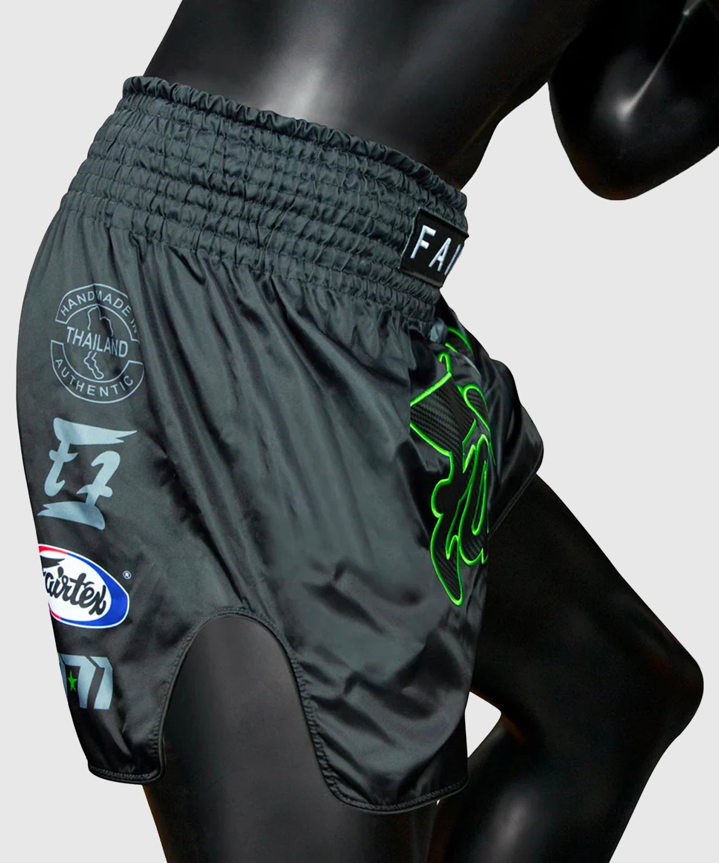 Short de Muay Thai Fairtex Racer - Noir/Vert