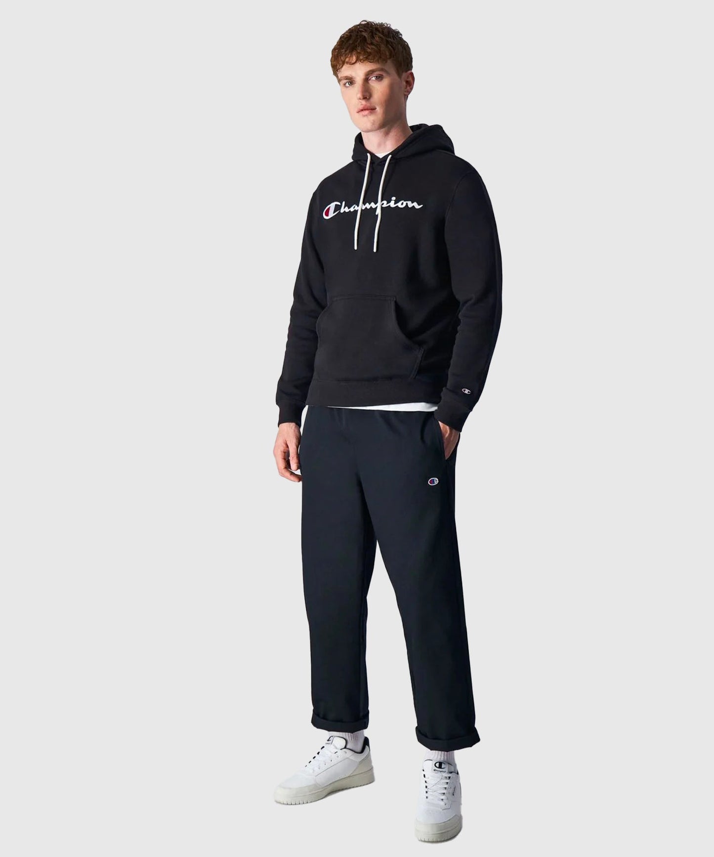 Champion Legacy Felpa con Cappuccio Logo Ricamato – Nero