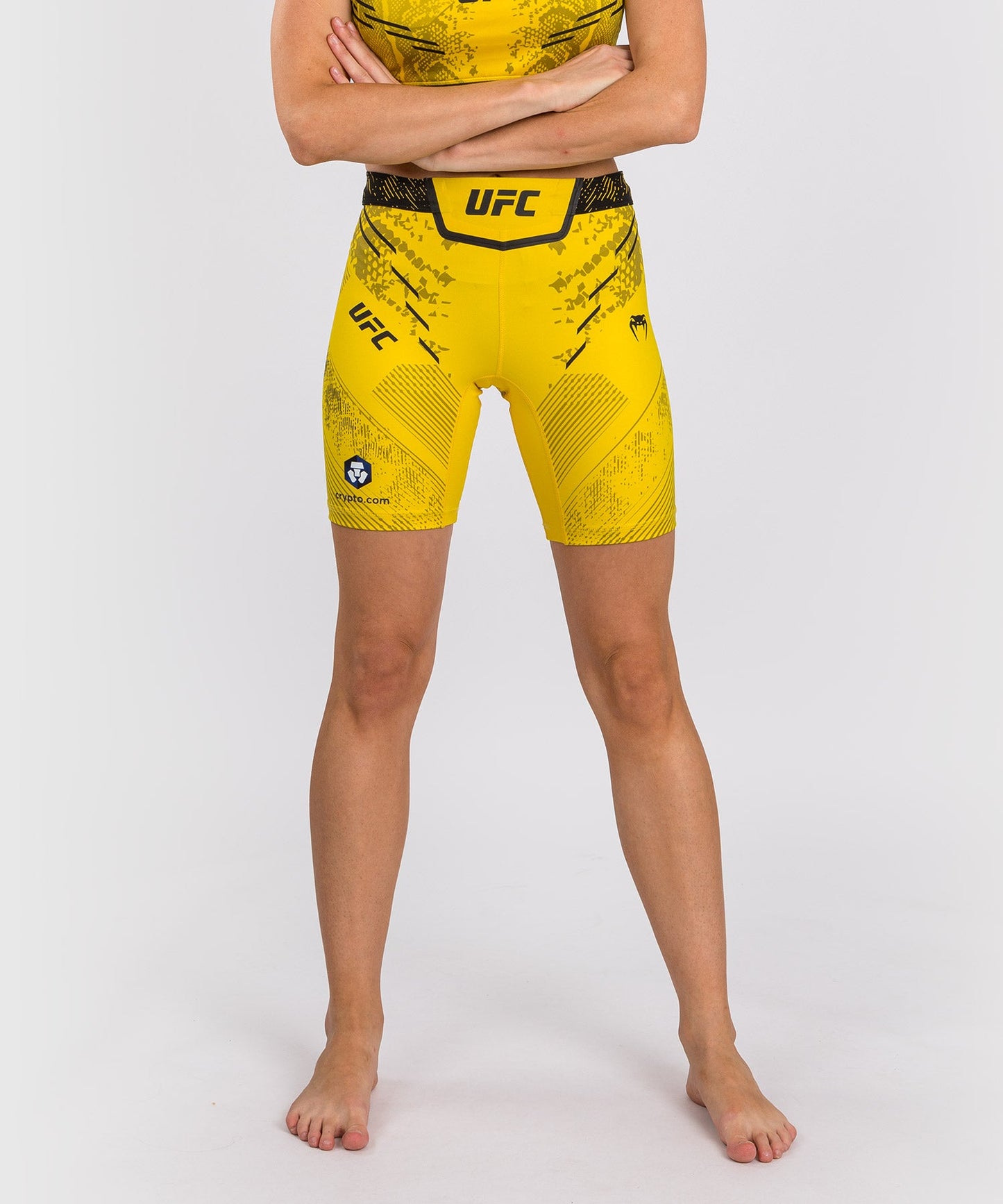 UFC Women's Long Fit Compression Short Adrenaline by Venum Authentic Fight Night - Yellow