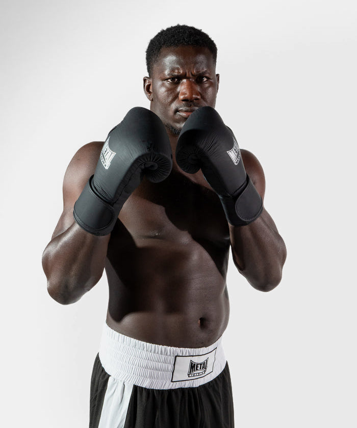 Metal Boxe Genezis Cuero Guantes de Boxeo - Negro