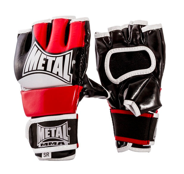 Gants combat libre pouce tenu Metal Boxe - Noir/Rouge/Blanc