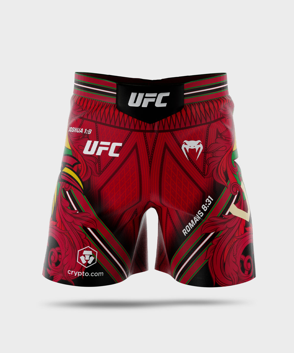 UFC Adrenaline Unrivaled by Venum Herren Fight-Shorts kurze Passform Josh Van - Rot