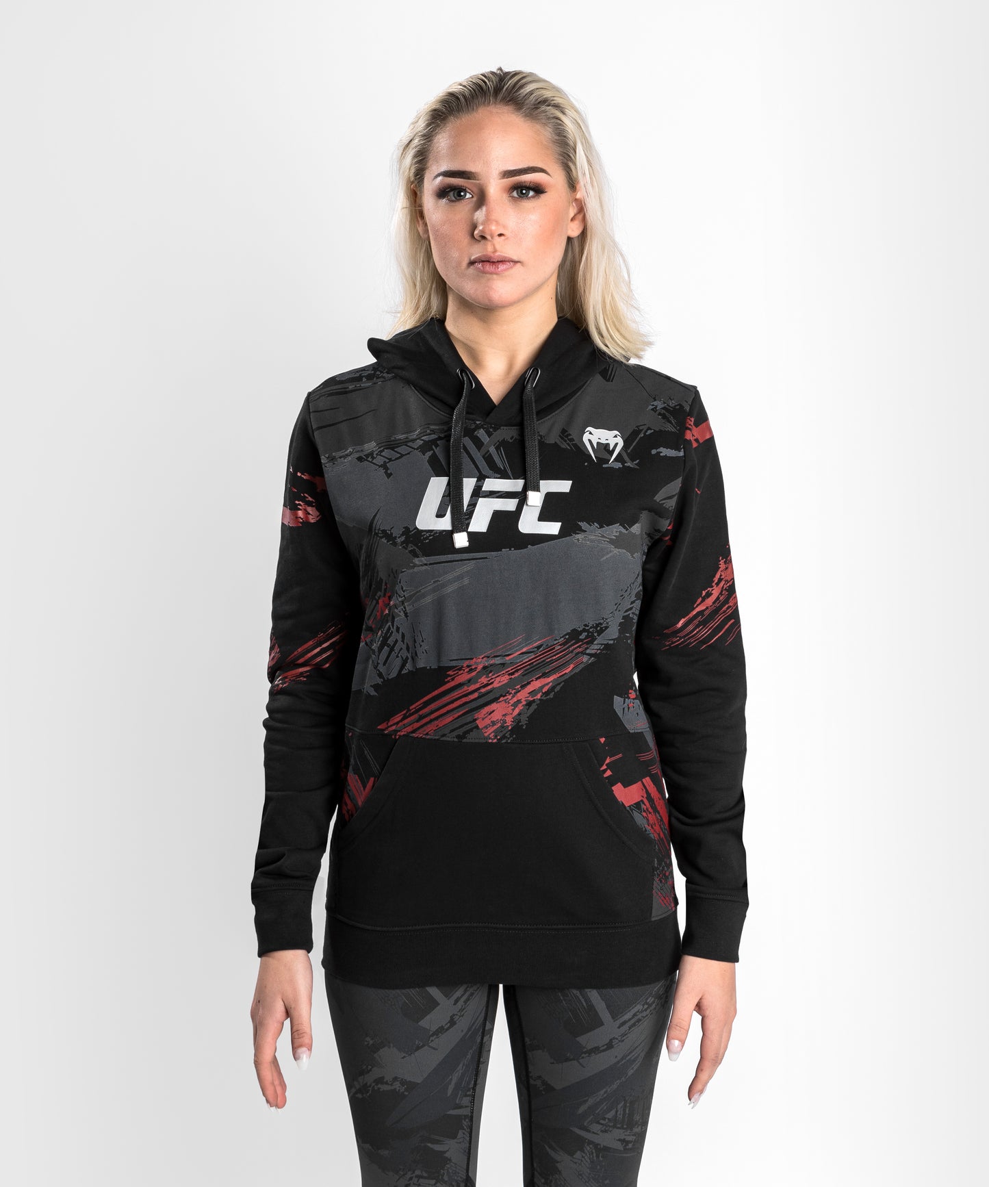Sweatshirt à capuche pour Femmes UFC Venum Authentic Fight Week 2.0 - Noir/Rouge