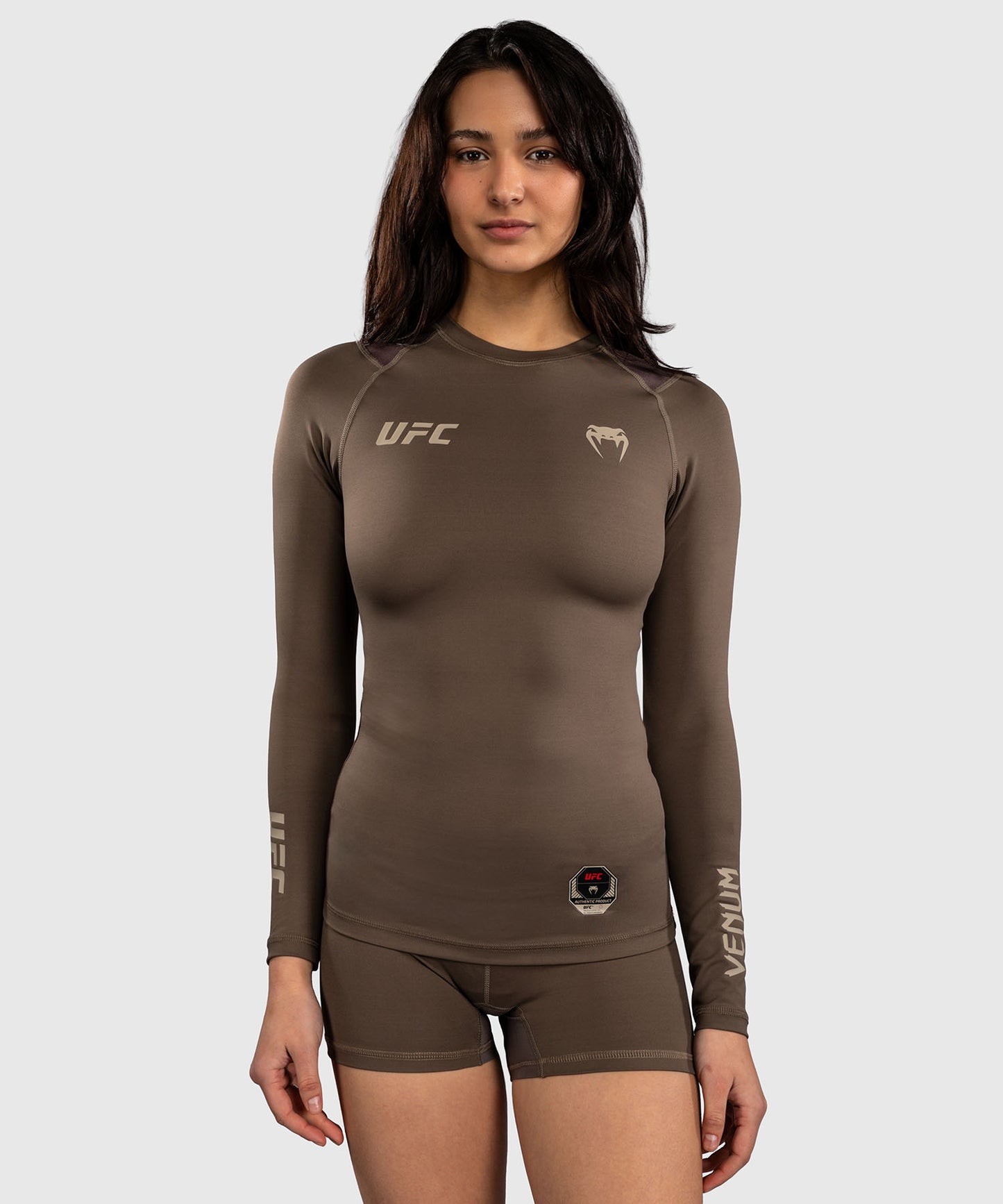 Venum UFC Unity by Venum Authentic Fight Week Women's Performance Long Sleeve Rashguard - Brown