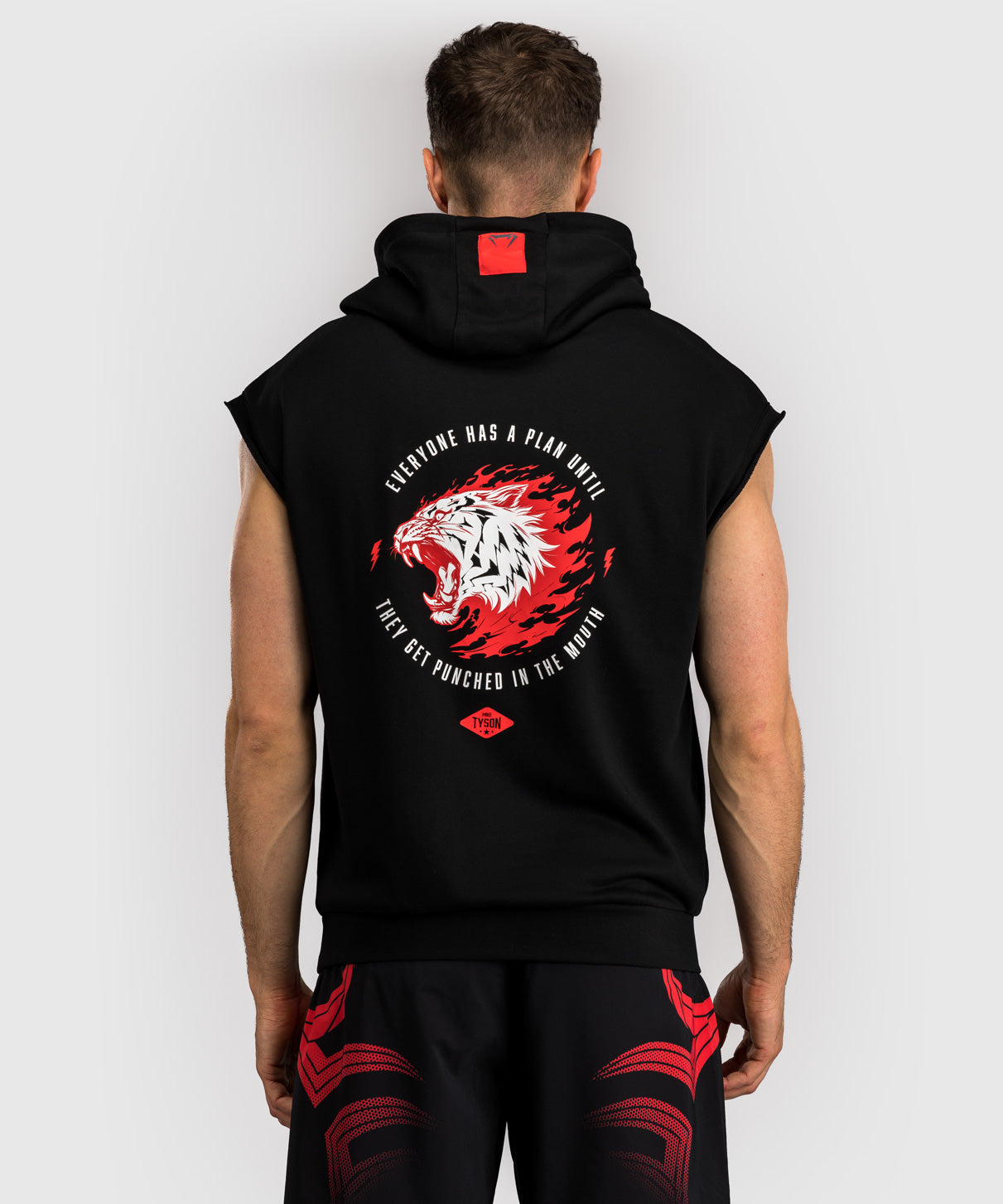 Sweat à capuche sans manches Venum x Mike Tyson Tiger - Noir Profond/Rouge Intense