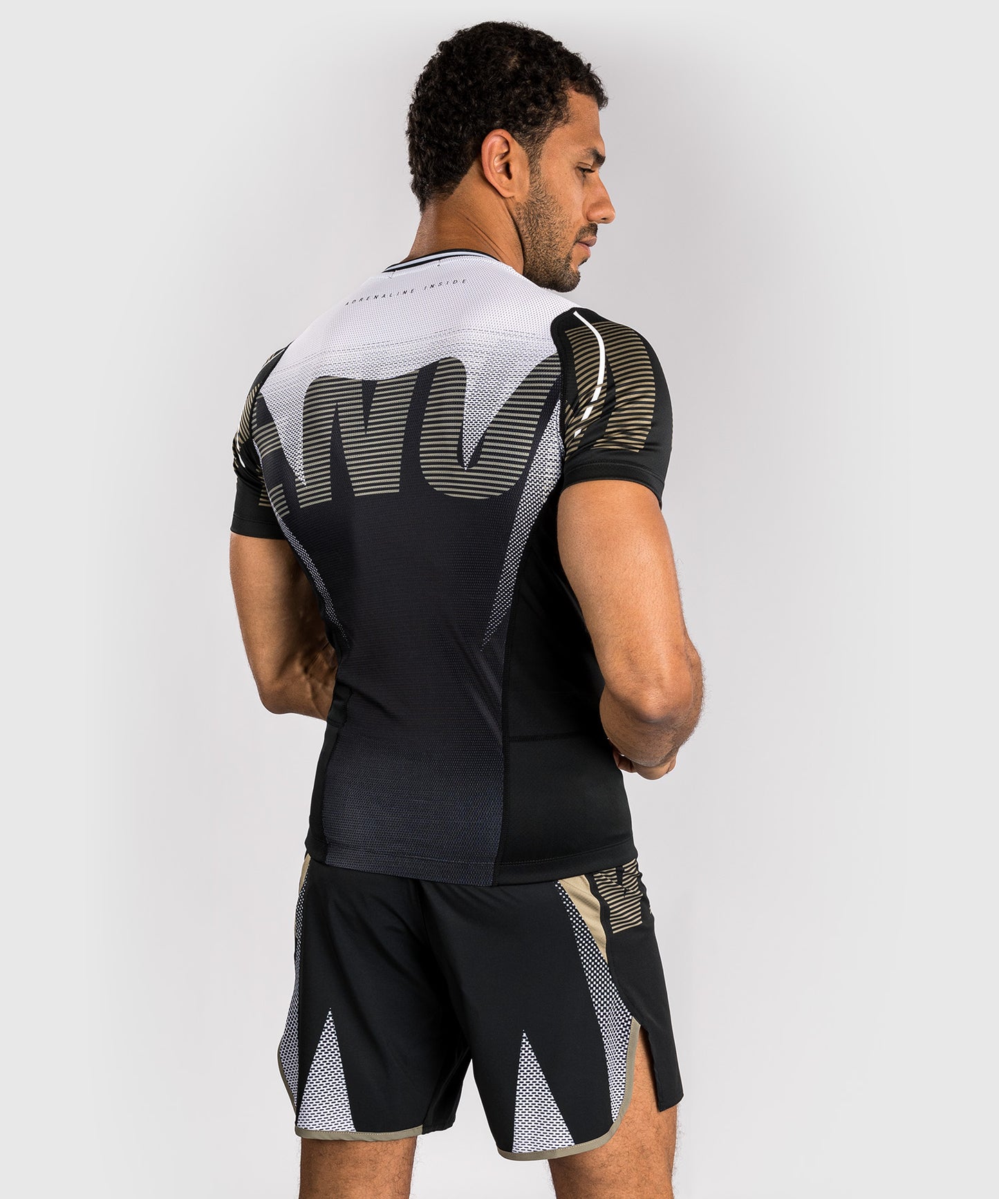 Venum Adrenaline Short Sleeve Rashguard - Black/Sand