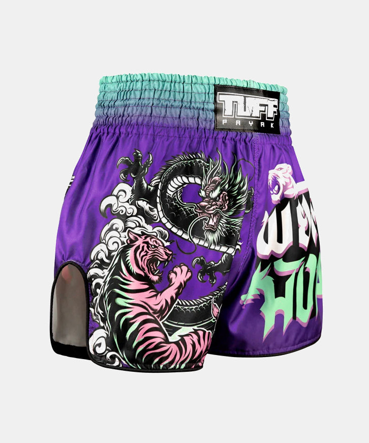 Tuff Payak Shadow & Flame Muay Thai Shorts - Violett