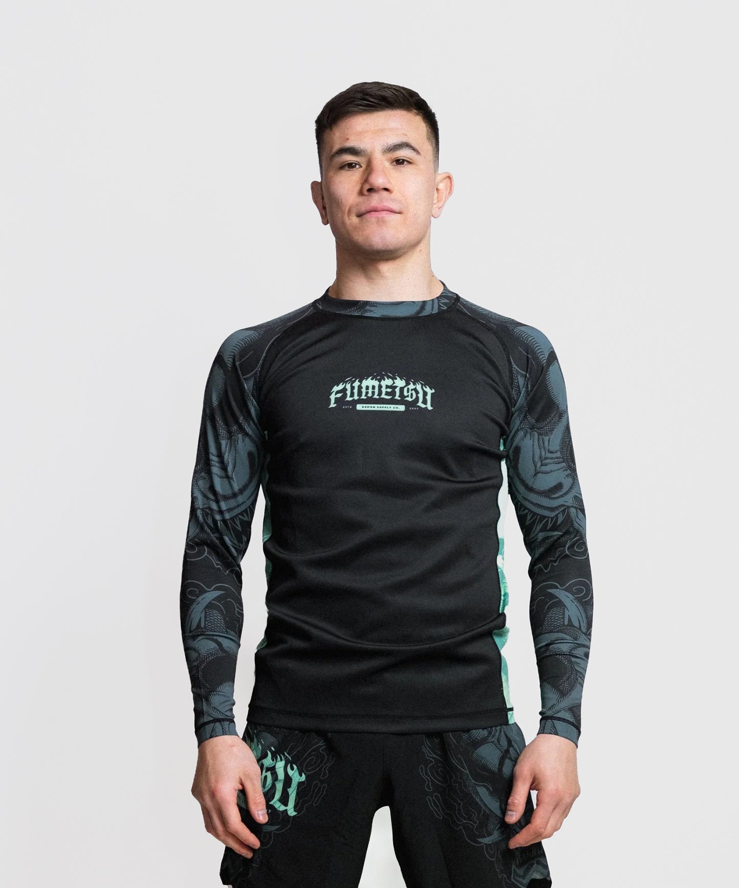 Fumetsu Oni Long Sleeve Rashguard - Black/Blue/Green