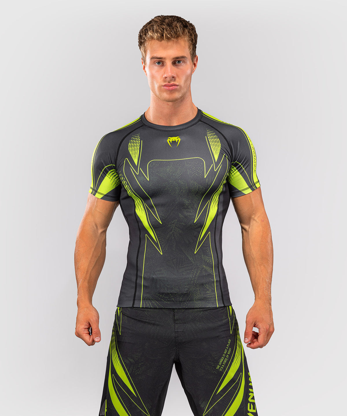 Rashguard à manches courtes Venum Amazonia Reborn - Noir/Vert