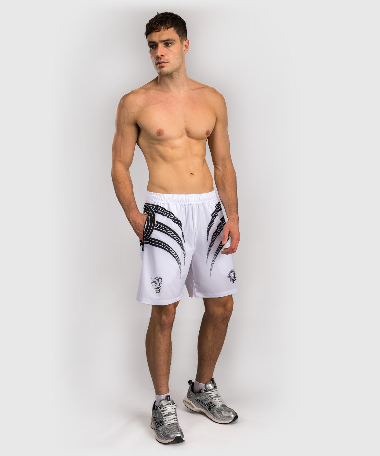Venum x Mike Tyson Tiger Training Shorts - Optical White/Deep Black