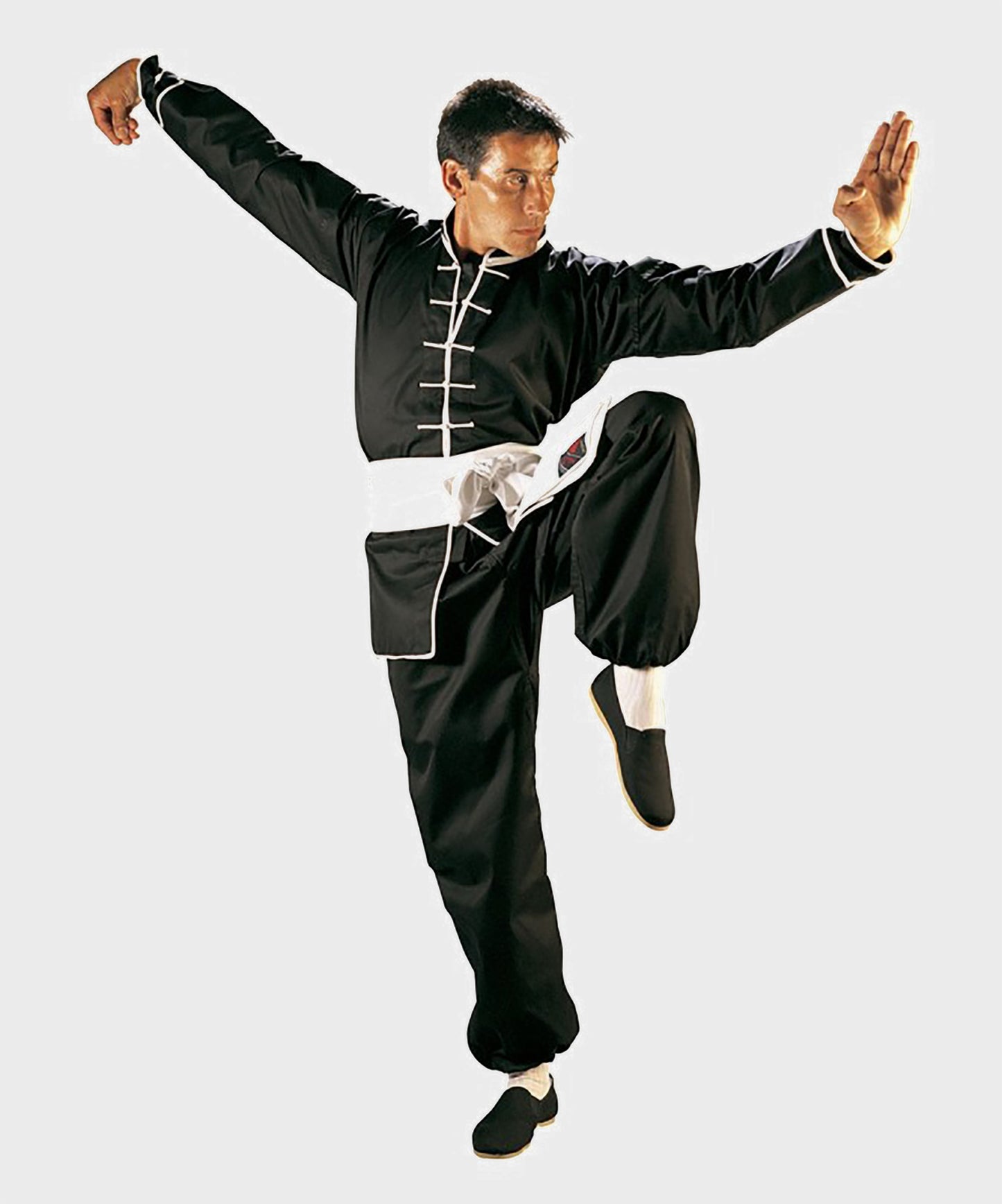 Fujimae Kung-Fu Anzug mit Paspelierung - Schwarz
