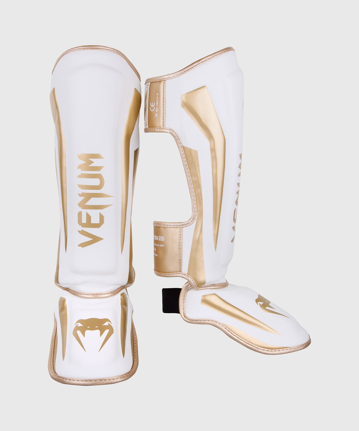 Espinilleras Venum Elite Standup - Blanco/Oro