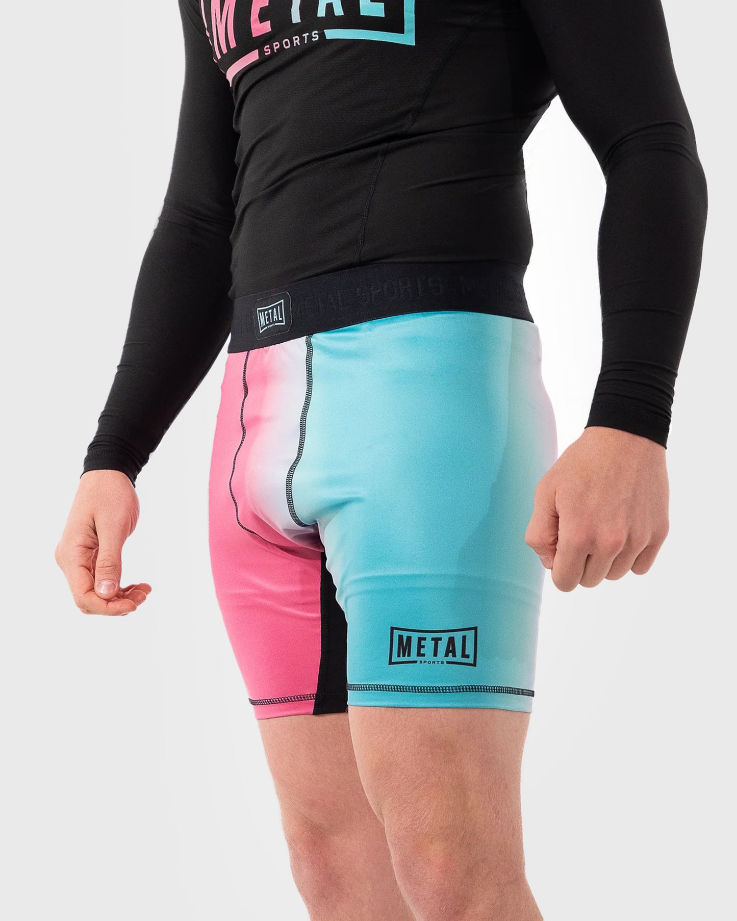 Short de Compression Metal Boxe Miami - Rose/Bleu