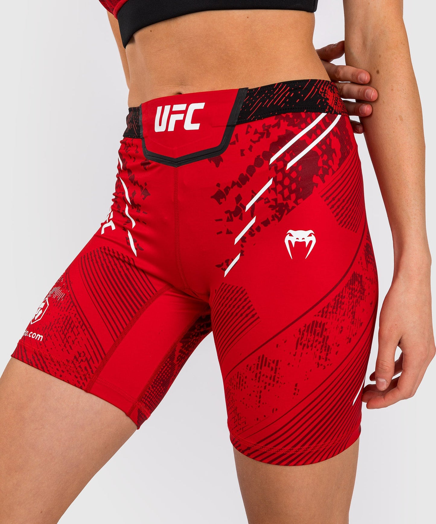 UFC Women's Long Fit Compression Short Adrenaline by Venum Authentic Fight Night - Red