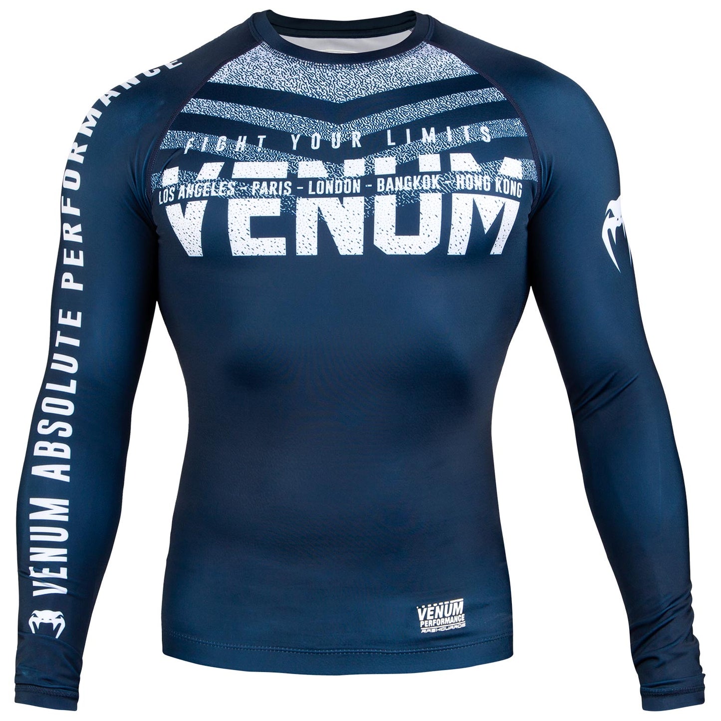 Venum Signature Rashguard - Langarm - Marineblau/Weiß