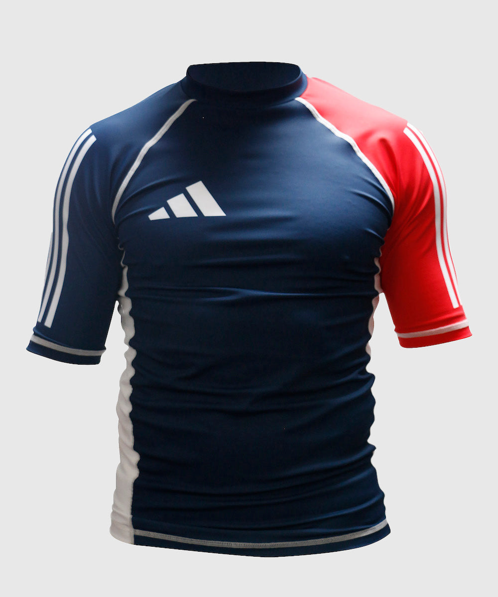 Adidas Top a Compressione a Maniche Corte - Blu/Bianco/Rosso