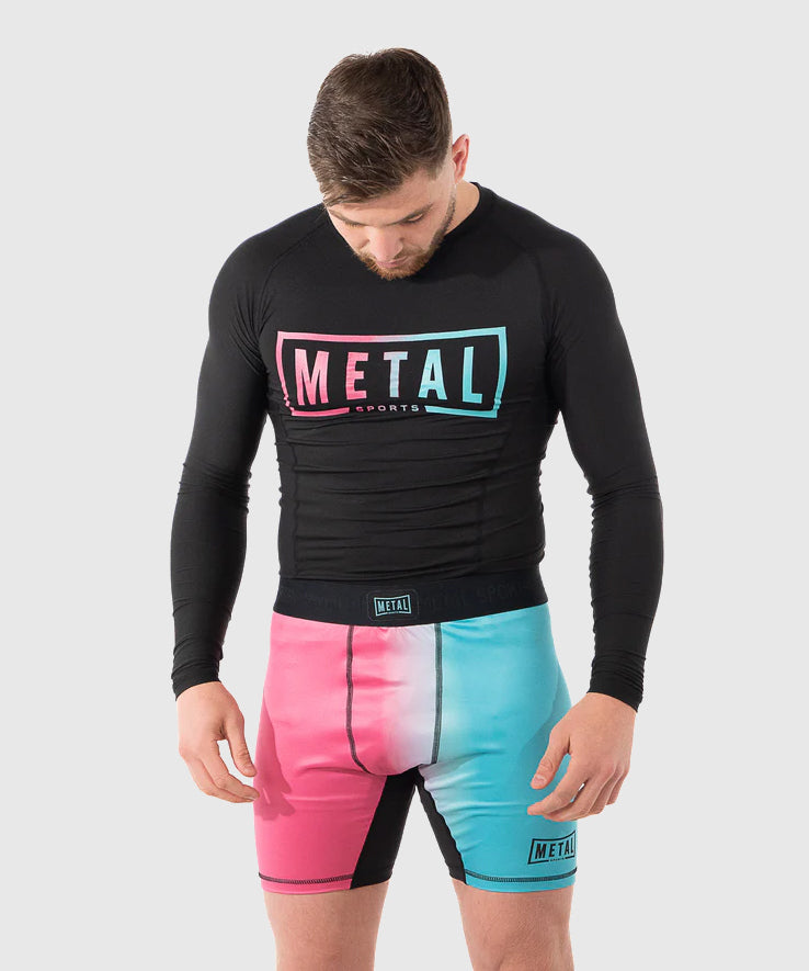 Metal Boxe Performance Miami Langarm-Rashguard - Rosa/Blau