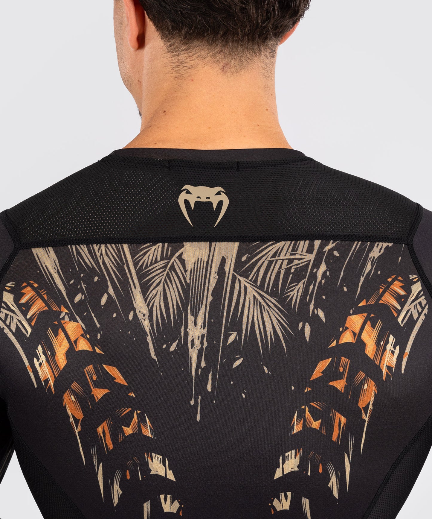 Rashguard à Manches Longues Venum Tiger pour Hommes - Noir/Orange Néon